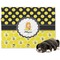 Honeycomb, Bees & Polka Dots Microfleece Dog Blanket - Large