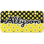 Honeycomb, Bees & Polka Dots Mini/Bicycle License Plate (2 Holes) (Personalized)