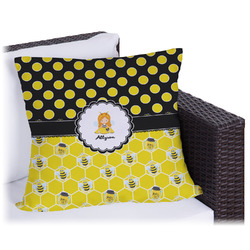 Honeycomb, Bees & Polka Dots Outdoor Pillow - 16" (Personalized)