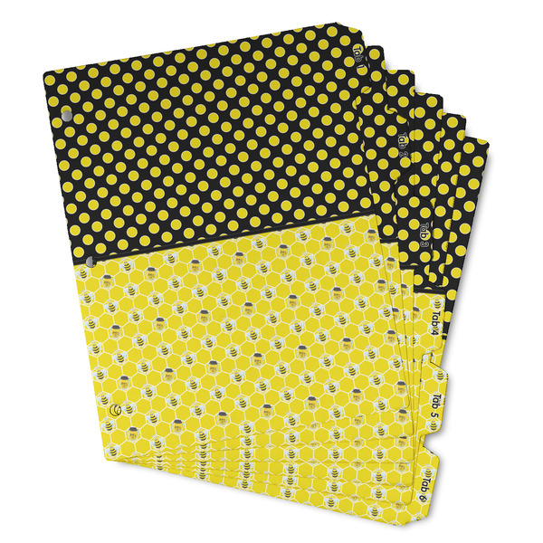 Custom Honeycomb, Bees & Polka Dots Binder Tab Divider - Set of 6 (Personalized)