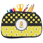 Honeycomb, Bees & Polka Dots Neoprene Pencil Case - Medium w/ Name or Text