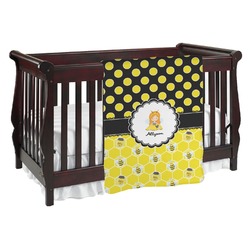 Honeycomb, Bees & Polka Dots Baby Blanket (Personalized)