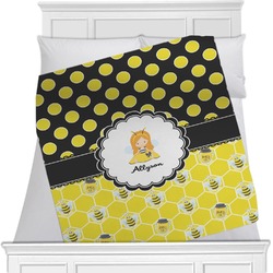 Honeycomb, Bees & Polka Dots Minky Blanket - Toddler / Throw - 60"x50" - Double Sided (Personalized)