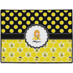 Honeycomb, Bees & Polka Dots Door Mat - 24"x18" (Personalized)