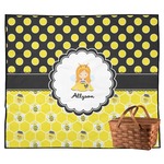 Honeycomb, Bees & Polka Dots Outdoor Picnic Blanket (Personalized)