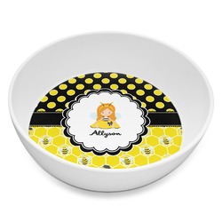 Honeycomb, Bees & Polka Dots Melamine Bowl - 8 oz (Personalized)