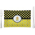 Honeycomb, Bees & Polka Dots Rectangular Glass Lunch / Dinner Plate - Single or Set (Personalized)