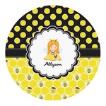 Honeycomb, Bees & Polka Dots Round Decal - Small (Personalized)