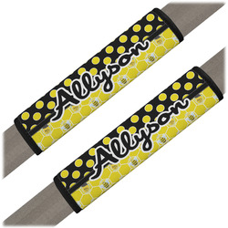 Honeycomb, Bees & Polka Dots Seat Belt Covers (Set of 2) (Personalized)