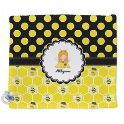 Honeycomb, Bees & Polka Dots Security Blanket - Single Sided (Personalized)