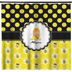 Honeycomb, Bees & Polka Dots Shower Curtain - Custom Size (Personalized)