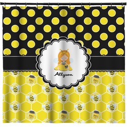 Honeycomb, Bees & Polka Dots Shower Curtain - 71" x 74" (Personalized)