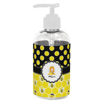 Honeycomb, Bees & Polka Dots Plastic Soap / Lotion Dispenser (8 oz - Small - White) (Personalized)