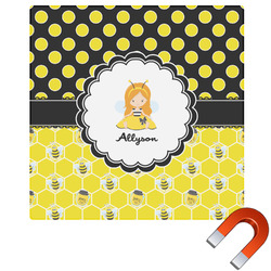 Honeycomb, Bees & Polka Dots Square Car Magnet - 10" (Personalized)