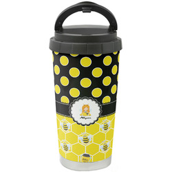 Honeycomb, Bees & Polka Dots Stainless Steel Coffee Tumbler (Personalized)