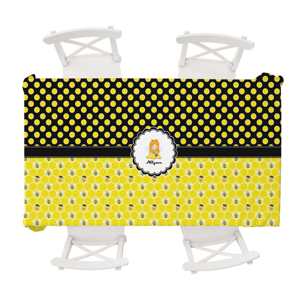 Custom Honeycomb, Bees & Polka Dots Tablecloth - 58"x102" (Personalized)