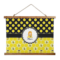 Honeycomb, Bees & Polka Dots Wall Hanging Tapestry - Wide (Personalized)