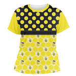 Honeycomb, Bees & Polka Dots Women's Crew T-Shirt - Large