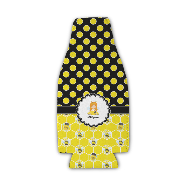 Custom Honeycomb, Bees & Polka Dots Zipper Bottle Cooler (Personalized)