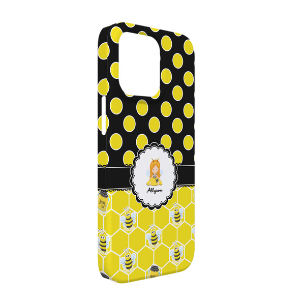 Custom Honeycomb, Bees & Polka Dots iPhone Case - Plastic - iPhone 13 (Personalized)