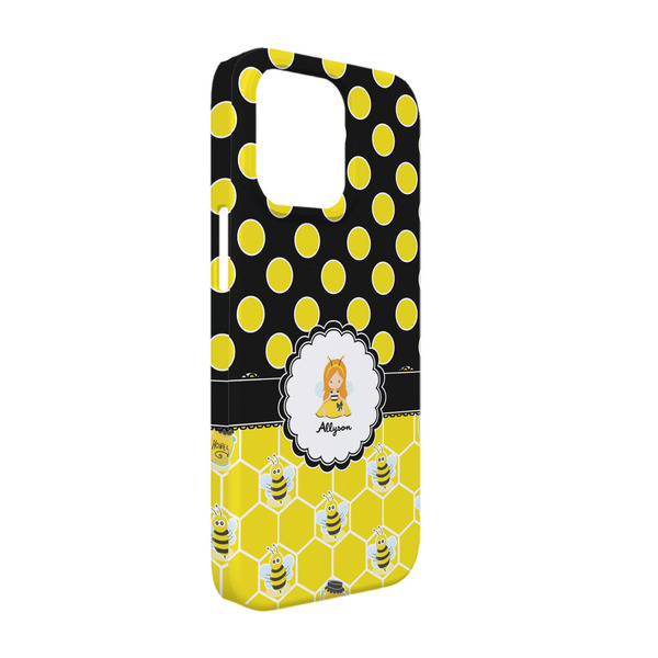 Custom Honeycomb, Bees & Polka Dots iPhone Case - Plastic - iPhone 13 Pro (Personalized)