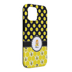 Honeycomb, Bees & Polka Dots iPhone Case - Rubber Lined - iPhone 13 Pro Max (Personalized)