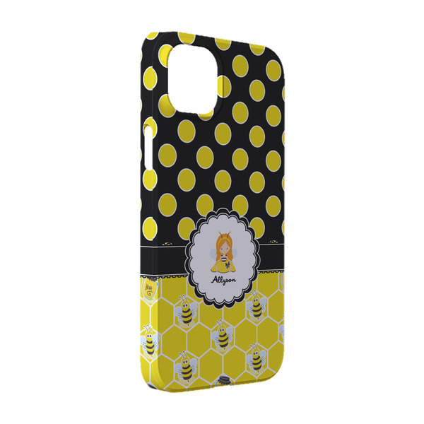 Custom Honeycomb, Bees & Polka Dots iPhone Case - Plastic - iPhone 14 Pro (Personalized)