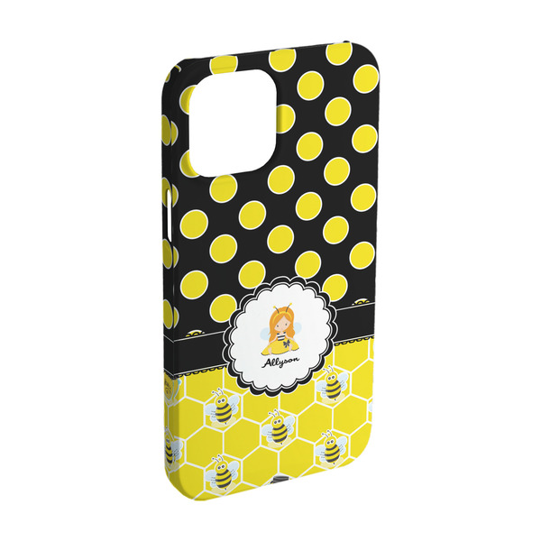 Custom Honeycomb, Bees & Polka Dots iPhone Case - Plastic - iPhone 15 Pro (Personalized)