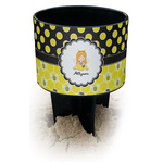 Honeycomb, Bees & Polka Dots Black Beach Spiker Drink Holder (Personalized)