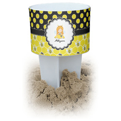 Honeycomb, Bees & Polka Dots White Beach Spiker Drink Holder (Personalized)