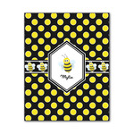 Bee & Polka Dots Wood Print - 11x14 (Personalized)