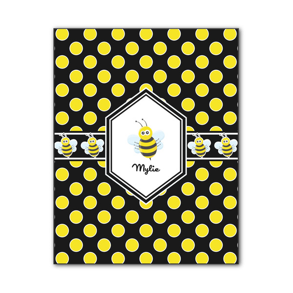 Custom Bee & Polka Dots Wood Print - 11x14 (Personalized)