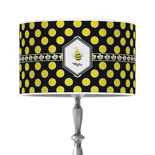 Custom Bee & Polka Dots 12" Drum Lamp Shade - Poly-film (Personalized)