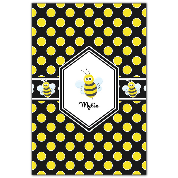 Custom Bee & Polka Dots Wood Print - 20x30 (Personalized)