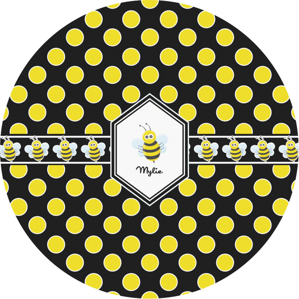 Custom Bee & Polka Dots Multipurpose Round Labels - Custom Sized (Personalized)