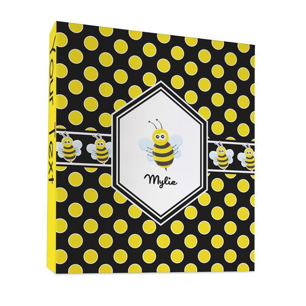 Custom Bee & Polka Dots 3 Ring Binder - Full Wrap - 1" (Personalized)