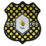 Bee & Polka Dots Iron On Shield Patch C w/ Name or Text