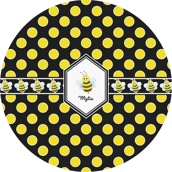 Custom Bee & Polka Dots Multipurpose Round Labels - 5" (Personalized)