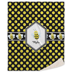 Bee & Polka Dots Sherpa Throw Blanket - 50"x60" (Personalized)