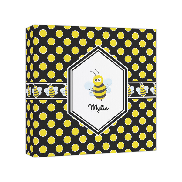 Custom Bee & Polka Dots Canvas Print - 8x8 (Personalized)