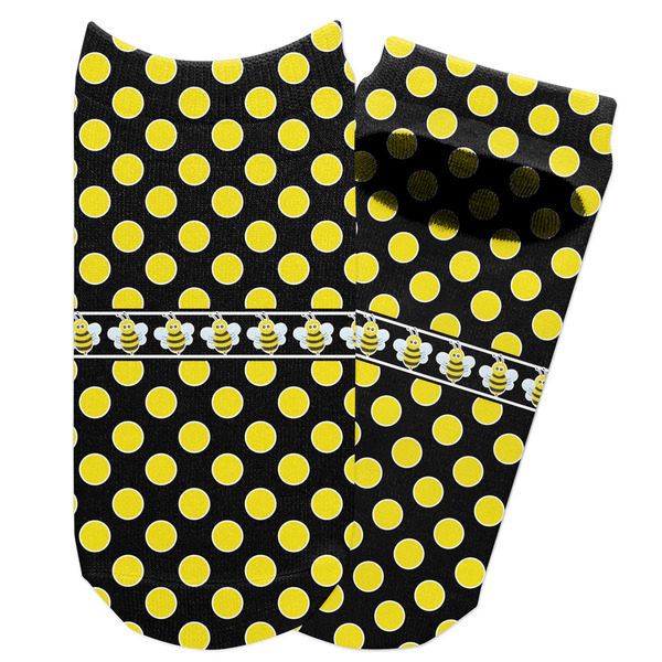 Custom Bee & Polka Dots Adult Ankle Socks