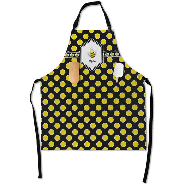 Custom Bee & Polka Dots Apron With Pockets w/ Name or Text