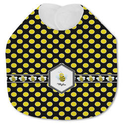 Bee & Polka Dots Jersey Knit Baby Bib w/ Name or Text