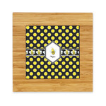 Bee & Polka Dots Bamboo Trivet with Ceramic Tile Insert (Personalized)