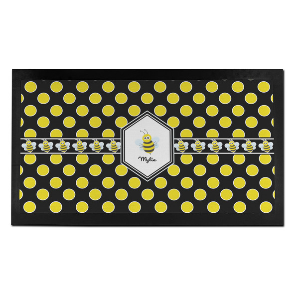 Custom Bee & Polka Dots Bar Mat - Small (Personalized)