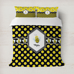 Bee & Polka Dots Duvet Cover Set - Full / Queen (Personalized)