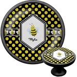 Bee & Polka Dots Cabinet Knob (Black) (Personalized)