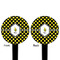 Bee & Polka Dots Black Plastic 4" Food Pick - Round - Double Sided - Front & Back