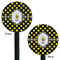 Bee & Polka Dots Black Plastic 5.5" Stir Stick - Double Sided - Round - Front & Back