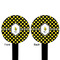 Bee & Polka Dots Black Plastic 6" Food Pick - Round - Double Sided - Front & Back